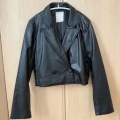 FREE'S MART ブラック クロップドレザージャケット フェイクレザー M