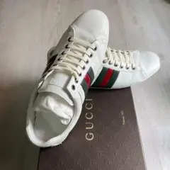 GUCCI ホワイト ストラップ スニーカー 24cm - メルカリ