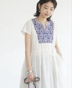 CRAFT STANDARD BOUTIQUE フレンチスリーブ刺繍ワンピース