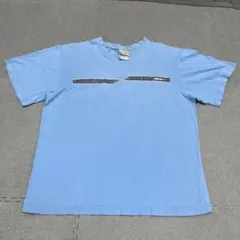 031 NIKE 00s ボックスロゴ ラインプリント 青 M ビッグシルエット