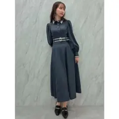 dazzlin バイカラーシャツラインワンピース