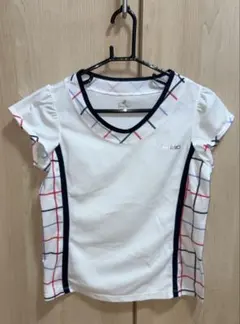 Paradiso テニスTシャツ ホワイト チェック柄 Lサイズのサムネイル