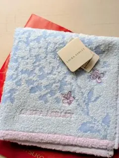 LAURA ASHLEY 水色 花柄タオルハンカチ