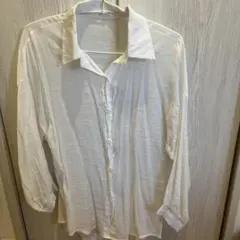 ホワイトボタンアップシャツ 七分袖