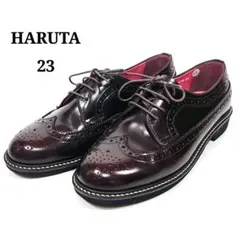 【ほぼ新品】ハルタ ウィングチップ メダリオン レザーシューズ レースアップ