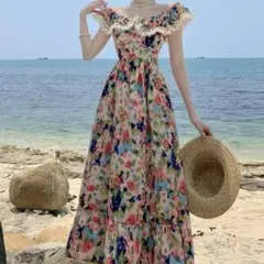 ＊新品未使用＊　ワンピース　ロング　フリル　レディース　オープンショルダー　夏