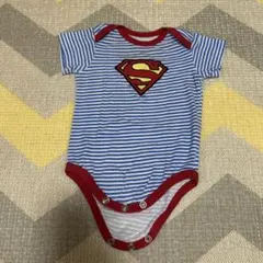 1.スーパーマンロンパース 青白ストライプ 3〜6ヶ月