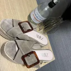 ZARA ザラ 厚底サンダル スエード クロス エスパドリーユ ベージュ 23