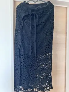 LOWRYSFARM レース ブラック タイトスカート Fサイズ