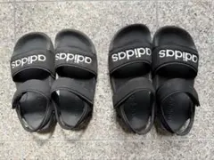 adidas キッズ ブラックサンダル