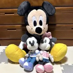 ミッキー&ミニー　ペアぬいぐるみとミッキー　グランデぬいぐるみ　おすわりのセット