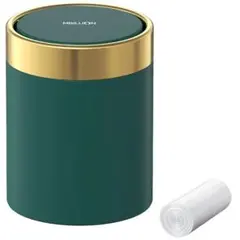 蓋付き小型ゴミ箱 卓上 ステンレス製 1.5L オフィス 寝室 ダークグリーンのサムネイル