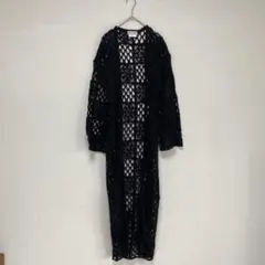 【CIAOPANIC TYPY 】鍵編み　透かし編み　ロングカーディガン　黒　夏のサムネイル