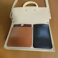 ハンドル付きショルダーバッグ ベージュ、バック