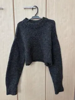 H&M ダークグレー クロップドニットセーター XS
