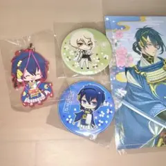 刀剣乱舞　ラバーストラップと缶バッジ　三日月宗近・髭切