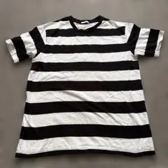 【新品】GU ストライプ Tシャツ M 白/黒