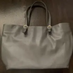 グレー 合成皮革 トートバッグ 大きめ