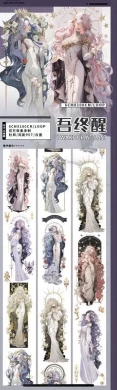 海外　人物　マスキングテープ　吾终醒5m　⚠️貝殼光pet（43325）