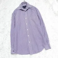 ラルフローレン ストライプ BD長袖シャツ 胸ポケット ロゴ刺繍 春秋i36