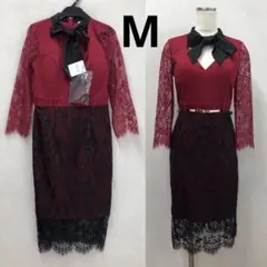 Mレッド　半袖　７分袖　デイジーJewels系キャバドレス