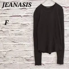 ジーナシス 【F】 長袖カットソー ロンT クルーネック コットン ブラック