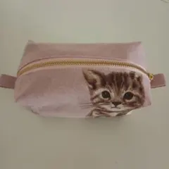 猫柄ボックスポーチ　ハンドメイド
