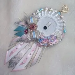 ハンドメイド ロゼット 痛ロゼット ホワイトベース ピンク 水色