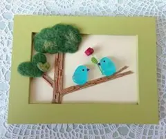 鳥2◆蓄光 青い小鳥 壁飾り スタンド インテリアアート 羊毛フェルト