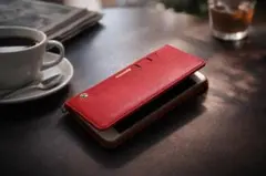 手帳型iPhoneケース　アイフォンケース　iPhone14　レッド　赤　おしゃ