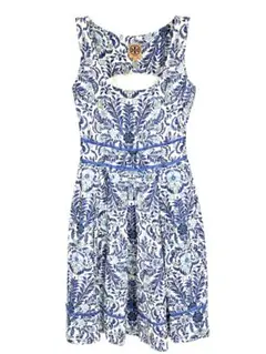 TORY BURCH ノースリーブワンピース ブルー系 総柄 サイズ0のサムネイル