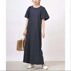 RPS❤️ バックシャン　バルーンスリーブ ワンピース ネイビー　紺
