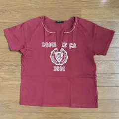 COMMECAISM 半袖 レディース Tシャツ ショート丈 綿100% 赤のサムネイル