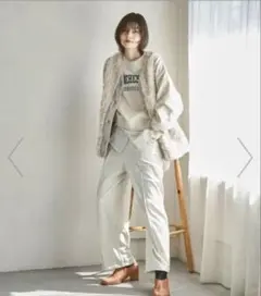 ニコアンド 2WAYラビットベロアパンツ