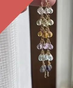 値下げ個性溢れるカラフルロングピアスチャーム 7種ドロップカット