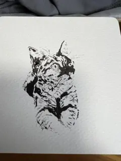 原画B5 #C04 #猫にゃーに？ #手描き一点物 #水彩画直筆 - メルカリ