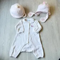 【2/20まで値下げ】familiar 3点セット 60 ロンパース 帽子 退院