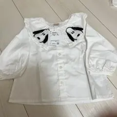 新品未使用　スヌーピー刺繍フリル襟シャツ S90
