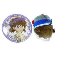 名探偵コナン 缶バッジ 花冠 もちもちマスコット 灰原哀 江戸川コナン