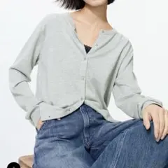 UVカットクルーネックカーディガン　グレー　GRAY