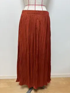 ZARAダークオレンジ プリーツロングスカート