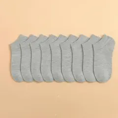 レディース　ショート ソックス　グレイ　10足　靴下　防臭　女性用　男女兼用