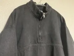 ZARA ハーフジップ デニムプルオーバー ブラックのサムネイル