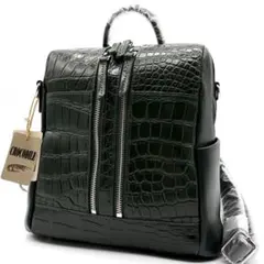 【新品未使用】クロコダイル リュック 2way ショルダーバッグ 牛革 グリーン