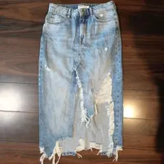 Bershka ハードダメージデニムスカート