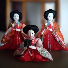 美品　美形揃い　アンティーク三人官女　持ち手の小道具　京都有職人形 美品 美形揃い アンティーク三人官女 持ち手の小道具 京都有職人形