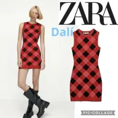 完売品　新品タグ付き　ZARA ザラ　チェック　ニット　ミニワンピース