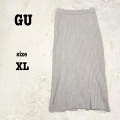 GU ジーユー リブニット ナロースカート ロング バックスリット カジュアル