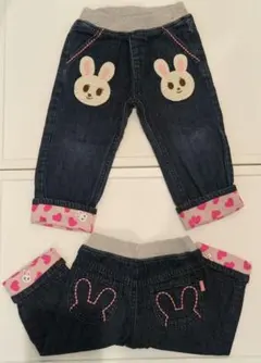 半額以下☆タグ付き☆ミキハウス うさこちゃんのデニムパンツ(90 