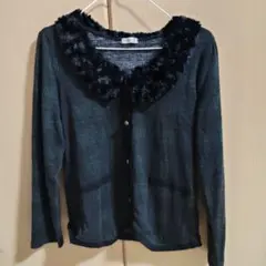 【axes femme】トップス　ニット　長袖　チェック柄　緑　黒　森ガール